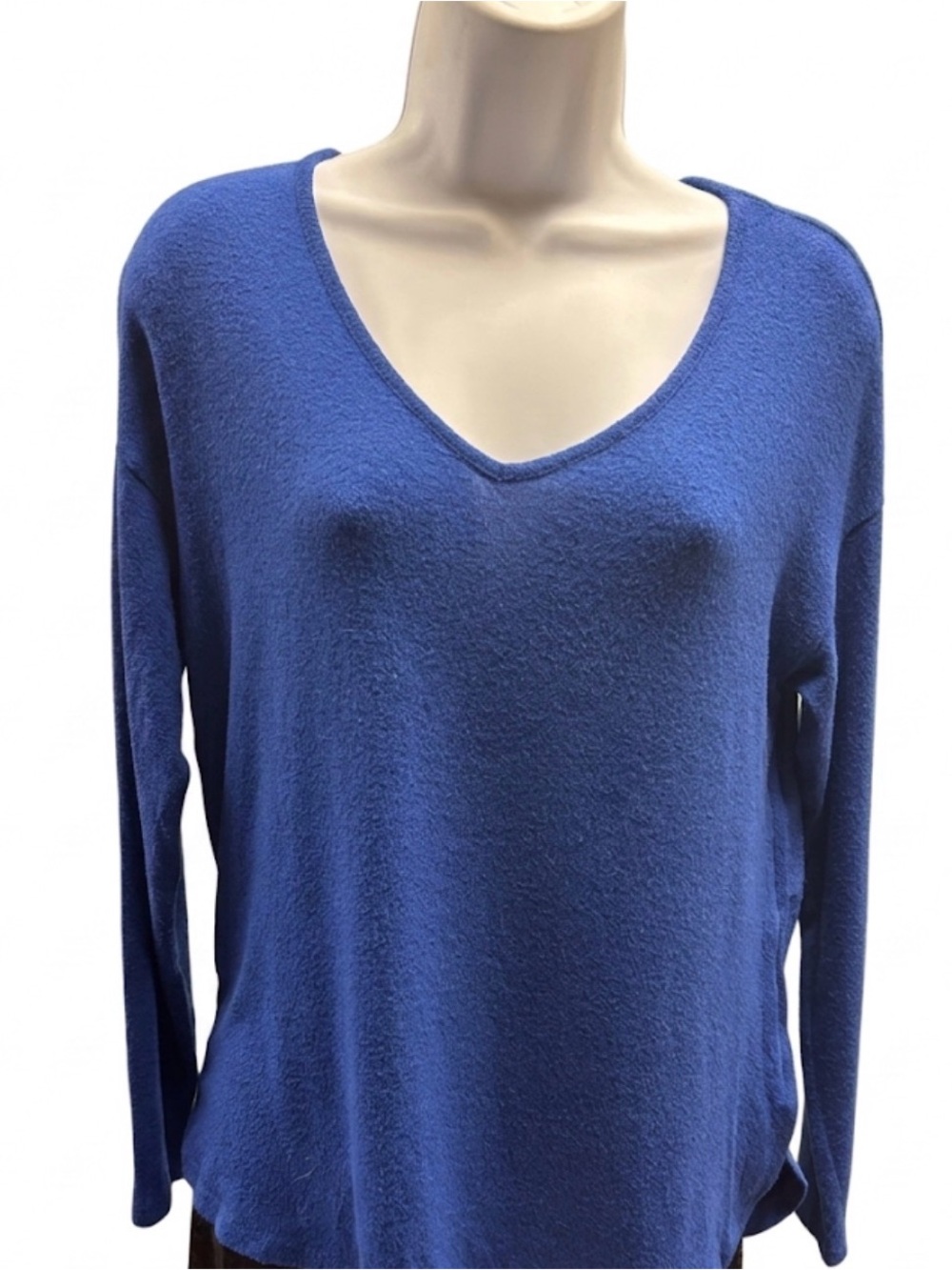 Gibson Blue Long Sleeve Relaxed Blouse
